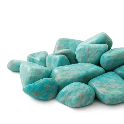Amazonite stones on a clear background