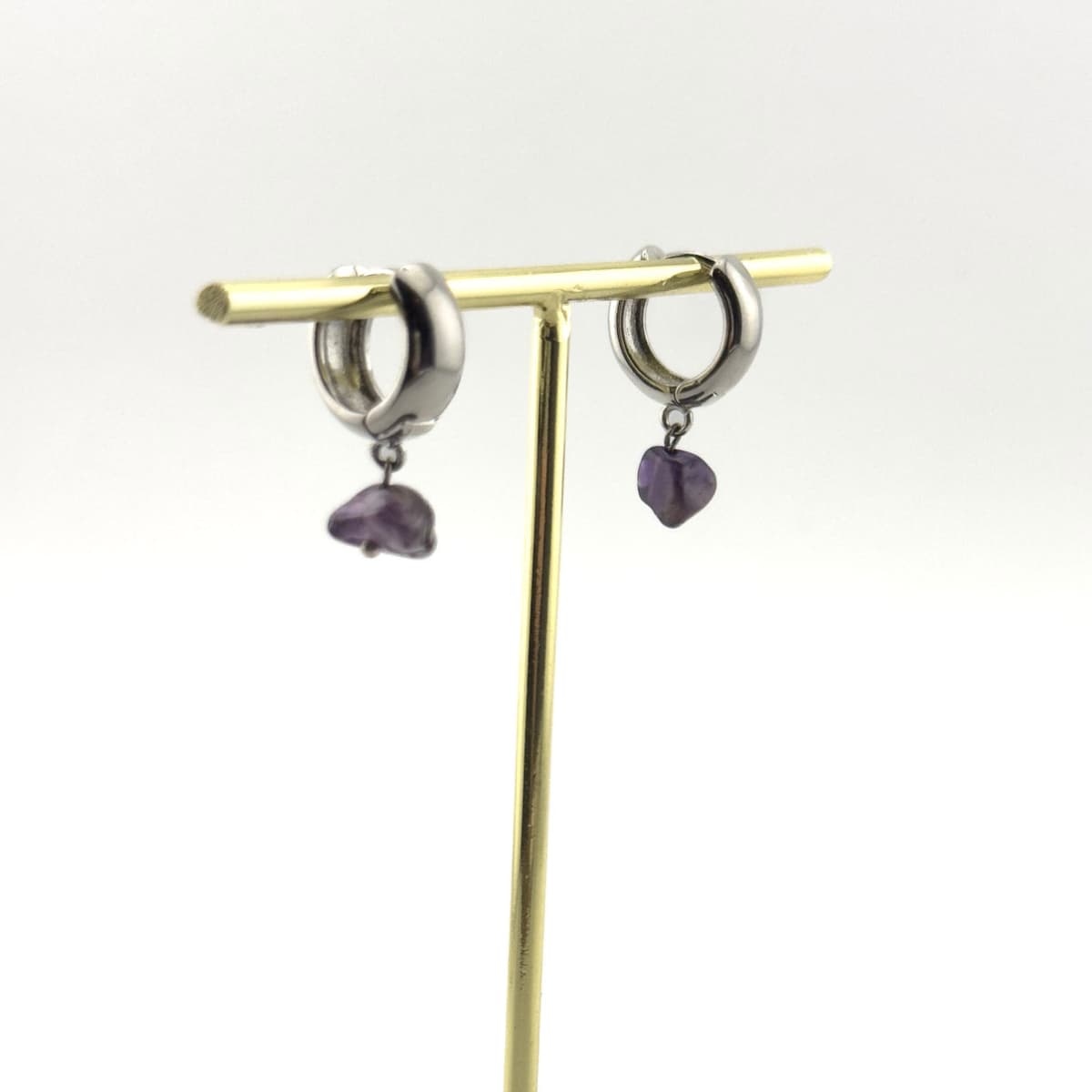 Amethyst Luna Earrings - Handmade by Mella - Luna - Silver - plated - 