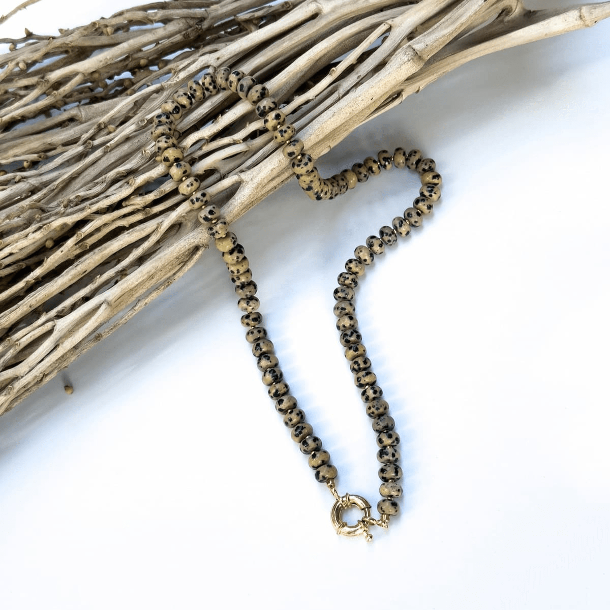 Chunky Dalmatian Jasper Necklace - Handmade by Mella - Chunky - 