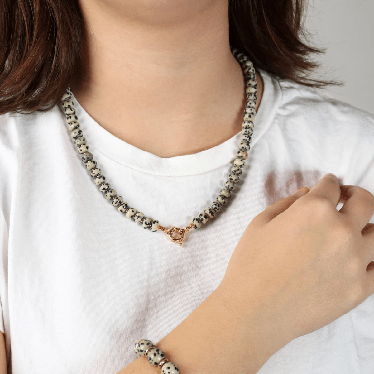 Chunky Dalmatian Jasper Necklace - Handmade by Mella - Chunky - 