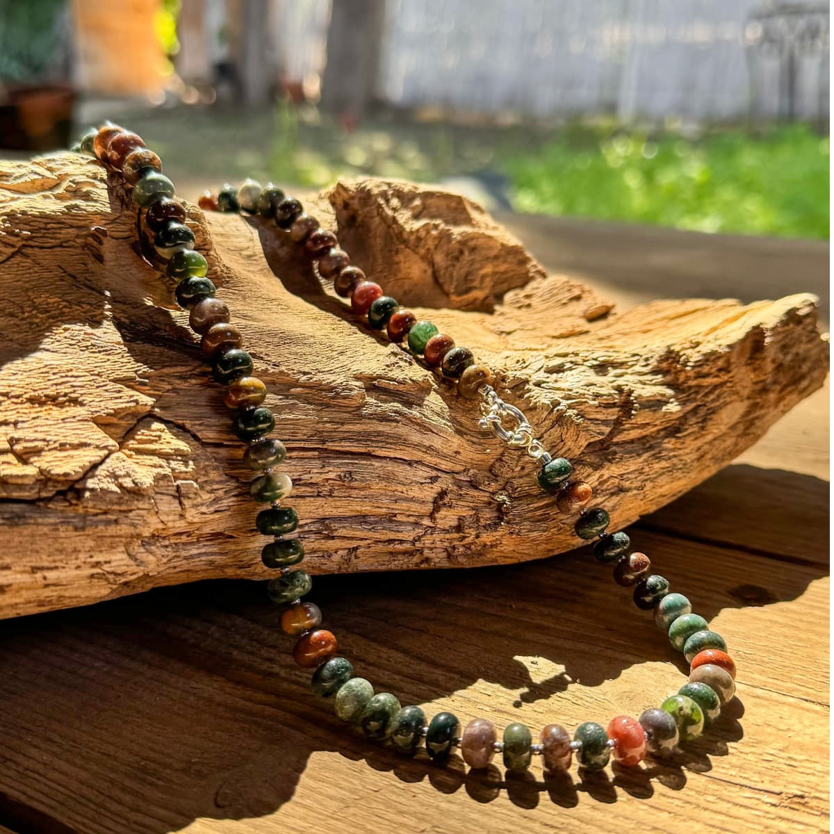 Chunky Indian Agate Necklace - Stability, Inner Strength - Handmade by Mella - Chunky - 