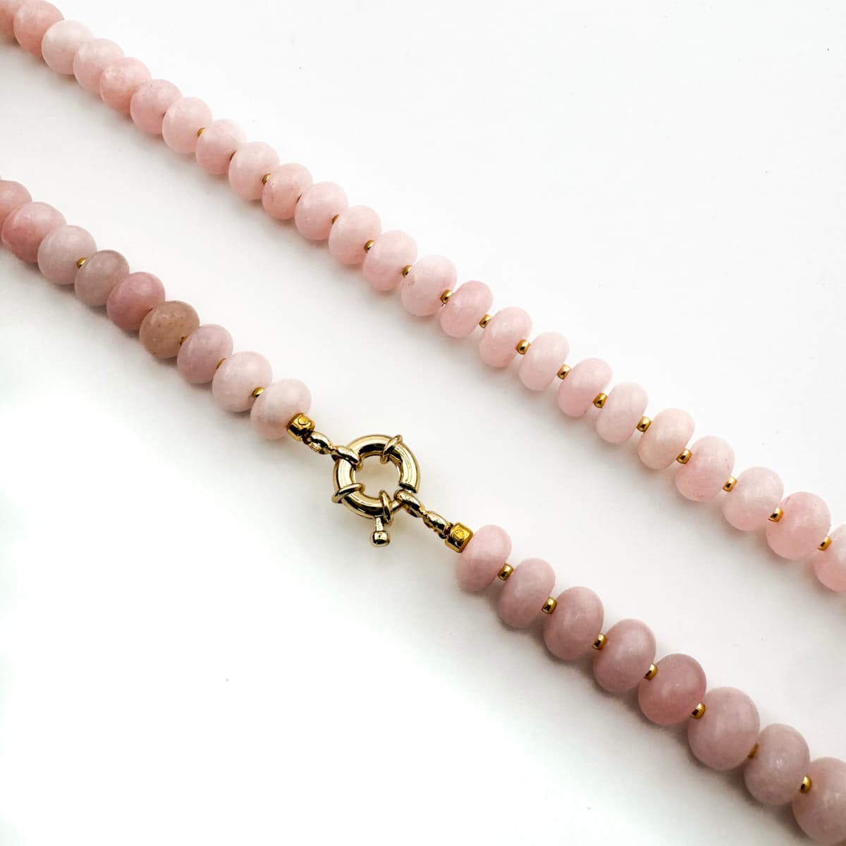 Chunky Rose Quartz Necklace - Handmade by Mella - Chunky - 