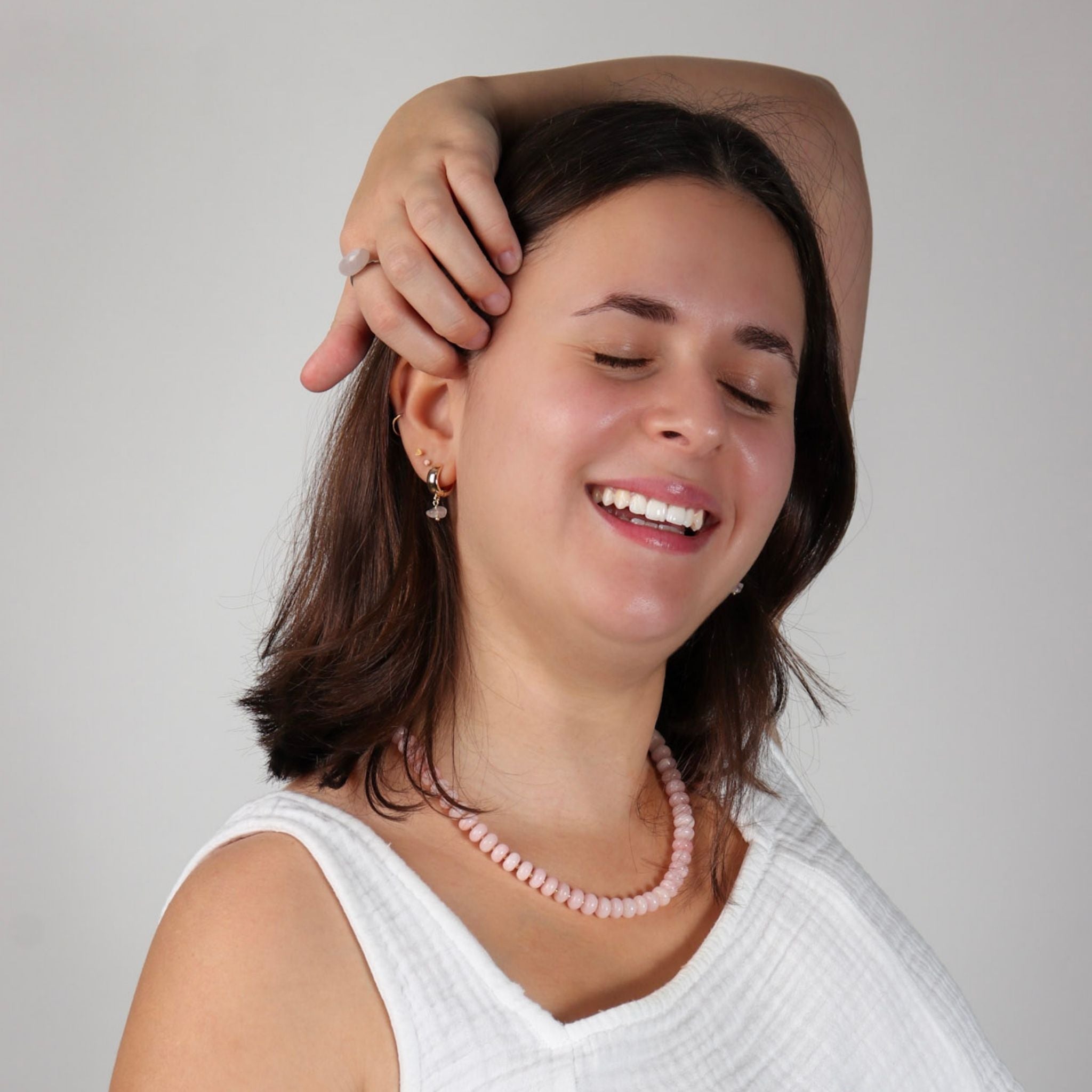 Chunky Rose Quartz Necklace - Handmade by Mella - necklace - 