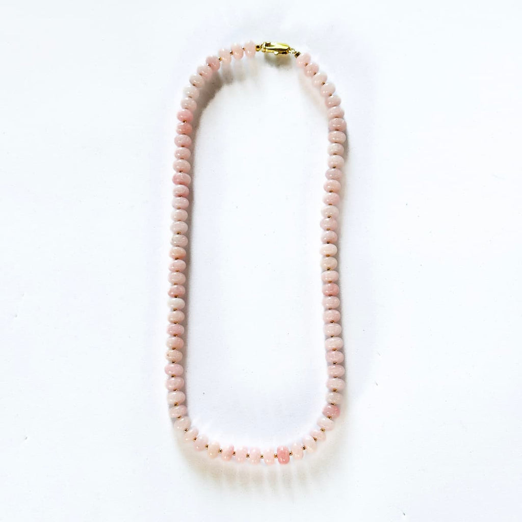 Chunky Rose Quartz Necklace - Handmade by Mella - necklace - 