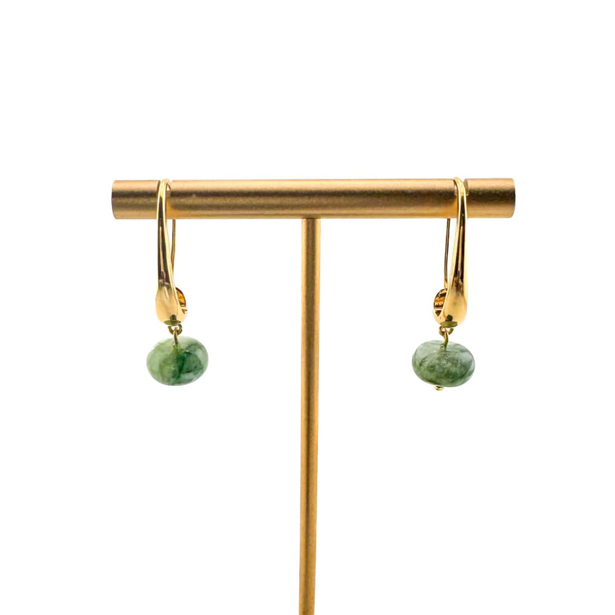 Drop Moss Agate Earrings - Handmade by Mella - Gold - plated - 