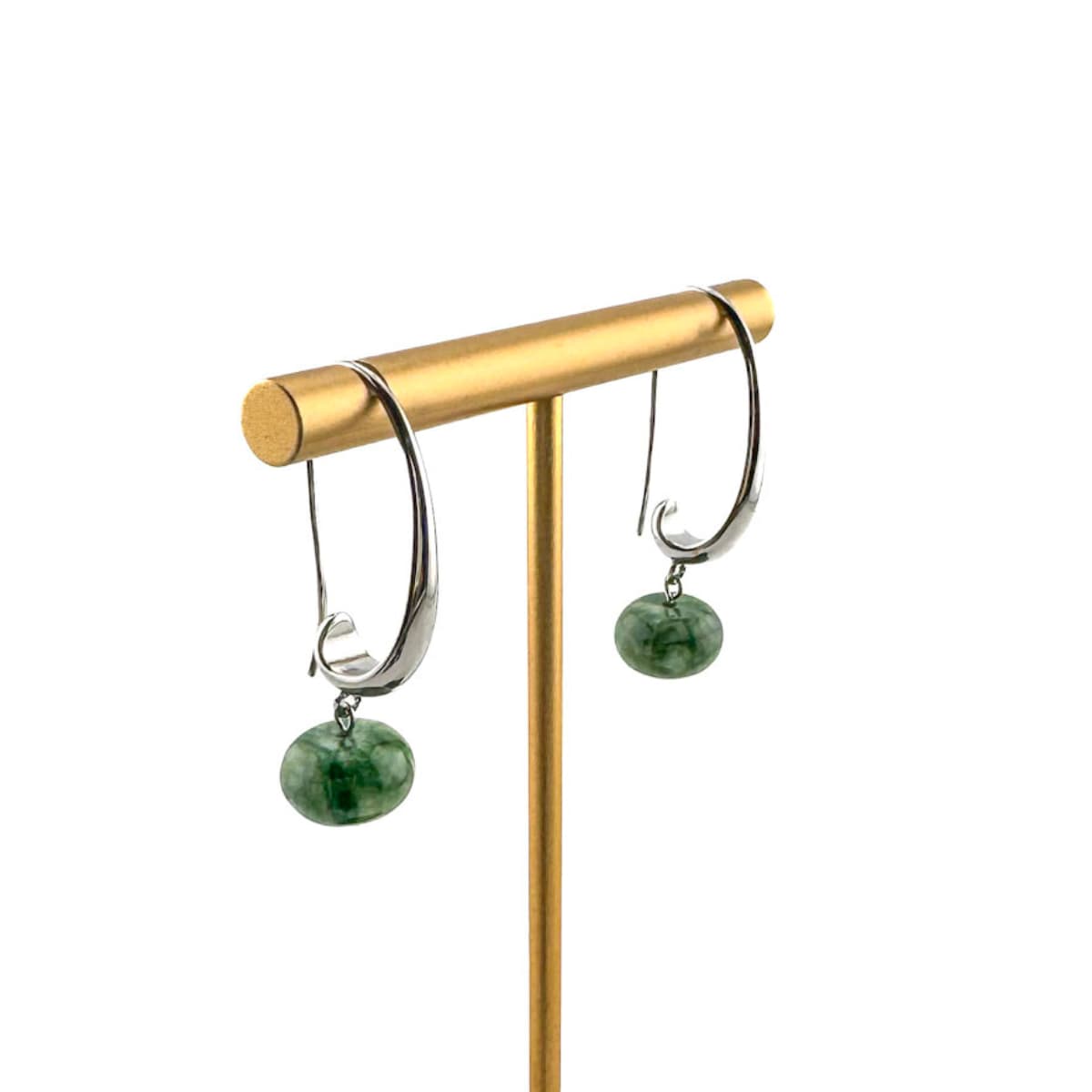 Drop Moss Agate Earrings - Handmade by Mella - Silver - plated - 