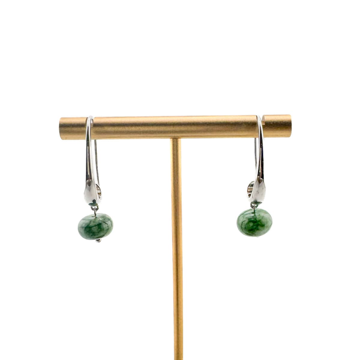 Drop Moss Agate Earrings - Handmade by Mella - Silver - plated - 
