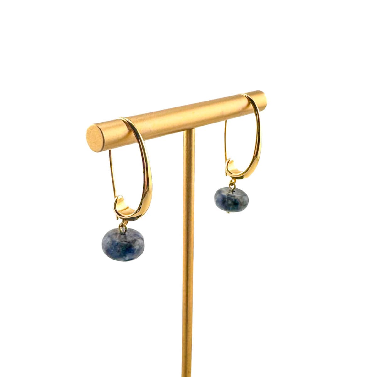 Drop Sodalite Earrings - Handmade by Mella - 14K Gold Plated - 