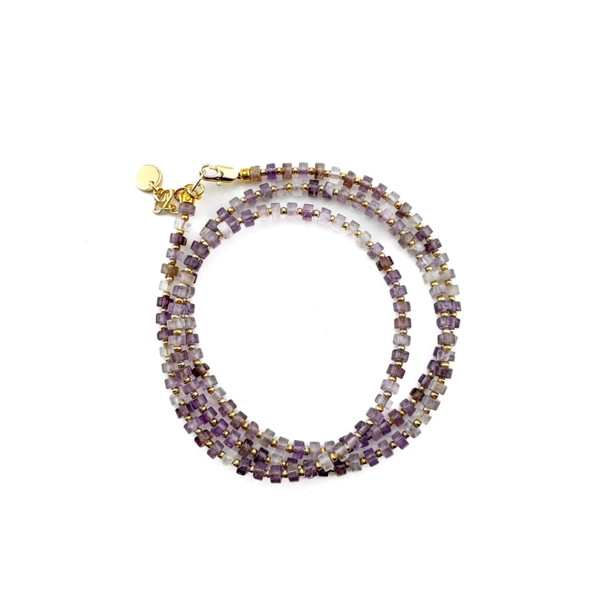Fishbone Amethyst Necklace - Handmade by Mella - Fishbone - Gold - plated - 