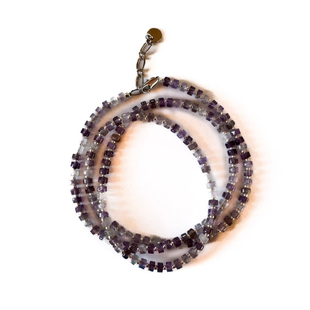 Fishbone Amethyst Necklace - Handmade by Mella - necklace - 