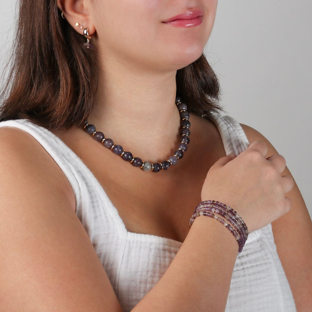 Fishbone Amethyst Necklace - Handmade by Mella - necklace - 