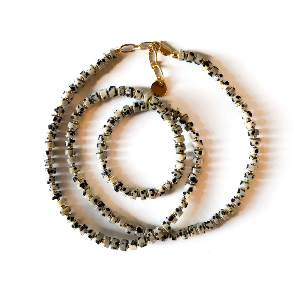 Fishbone Dalmatian Jasper Necklace - Handmade by Mella - necklace - 