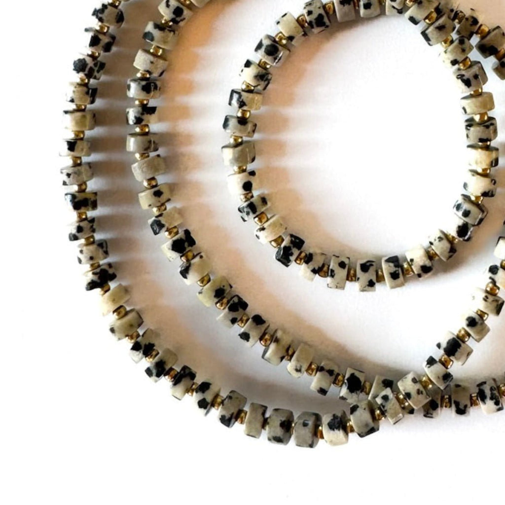 Fishbone Dalmatian Jasper Necklace - Handmade by Mella - necklace - 