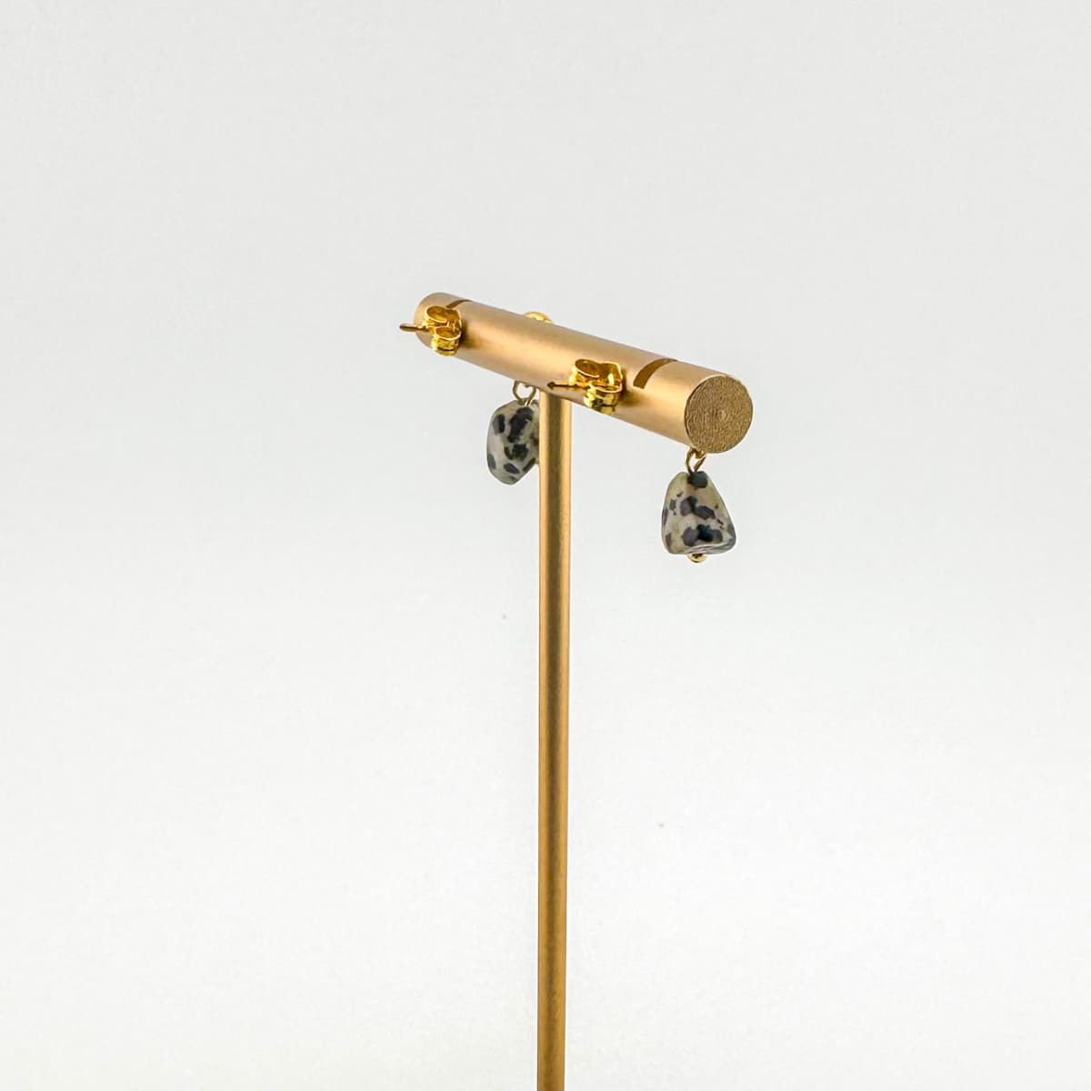 Fishbone Dalmatian Jasper Stud Earrings - Handmade by Mella - 