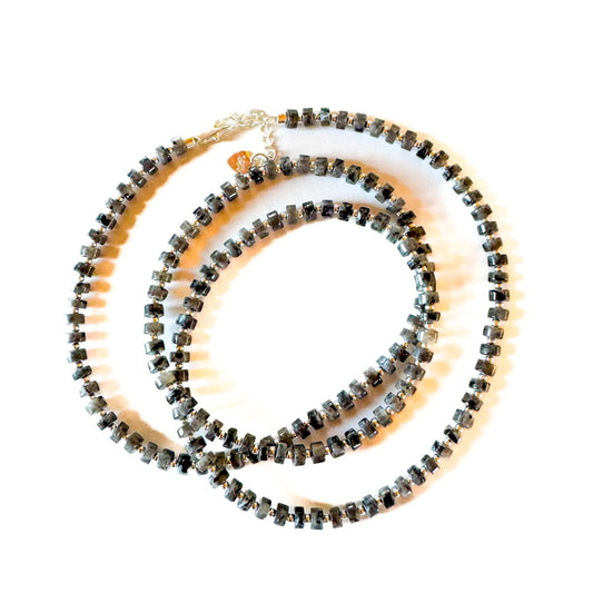 Fishbone Obsidian Necklace - Handmade by Mella - Fishbone - 