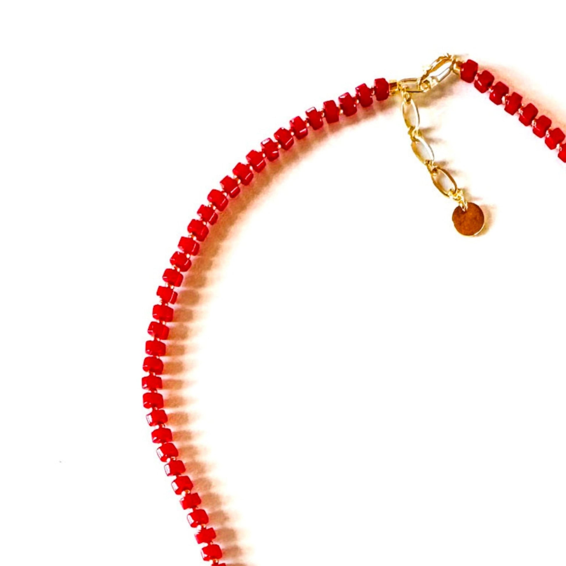 Fishbone Red Coral Necklace - Handmade by Mella - Necklaces - 