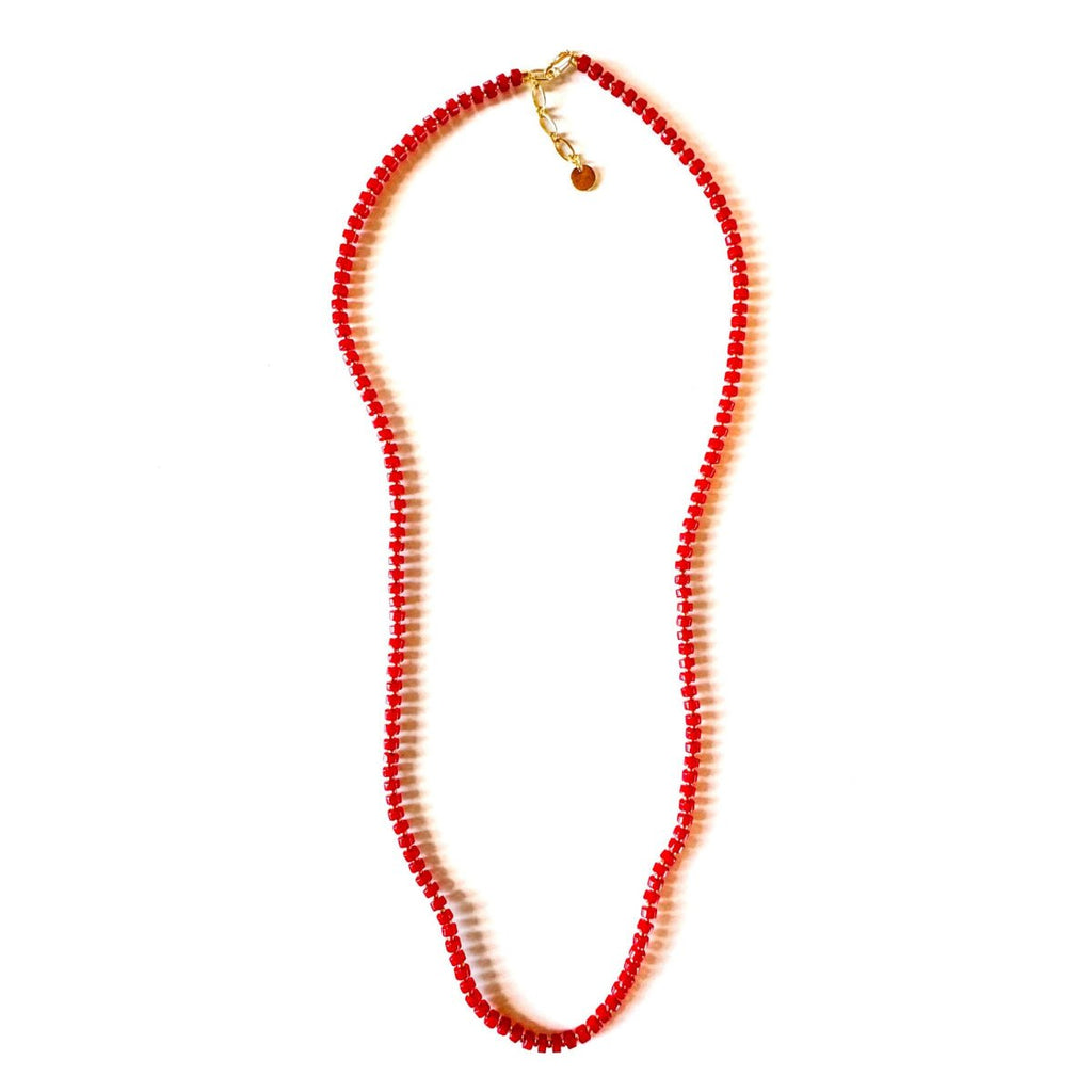 Fishbone Red Coral Necklace - Handmade by Mella - necklace - 