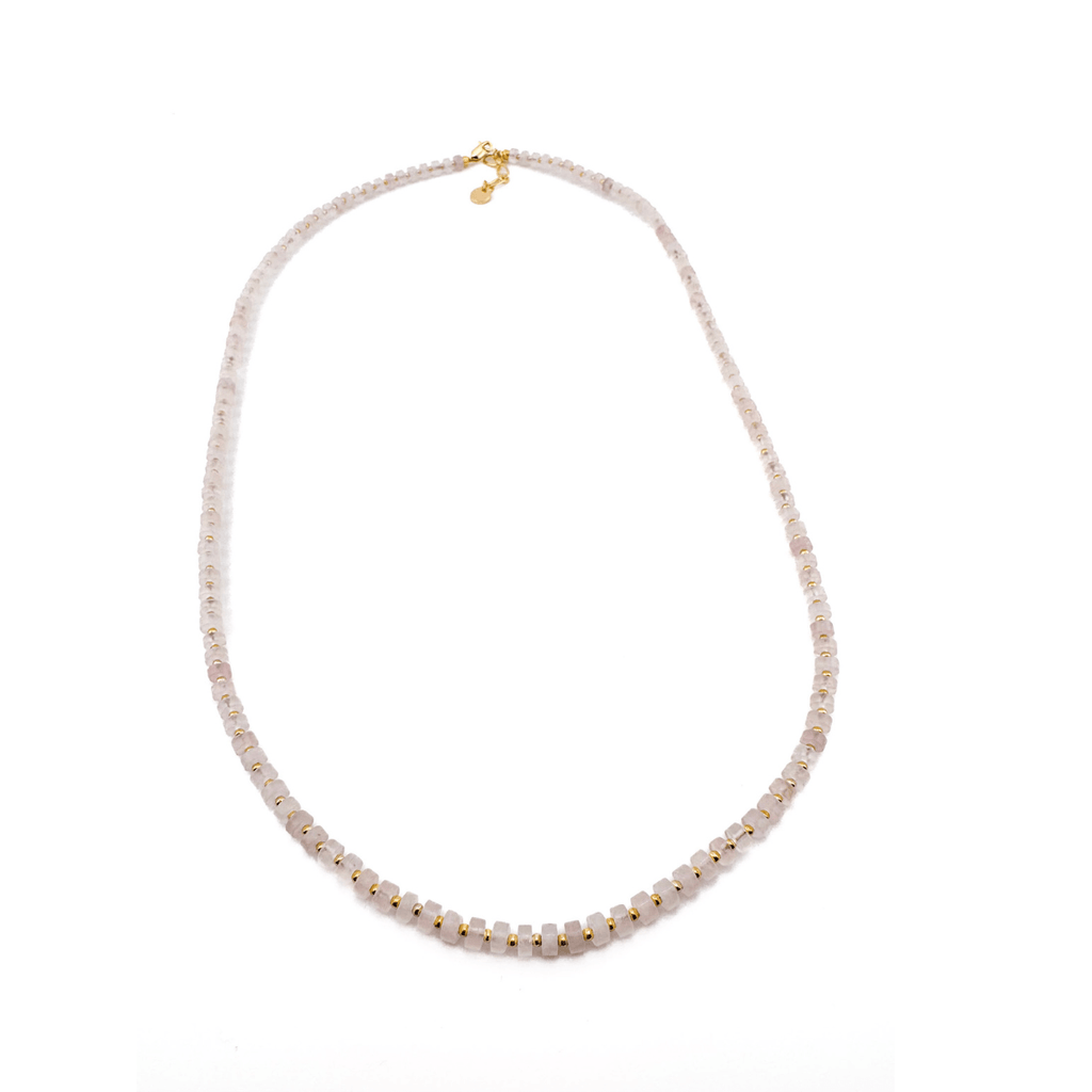 Fishbone Rose Quartz Necklace - Handmade by Mella - necklace - 