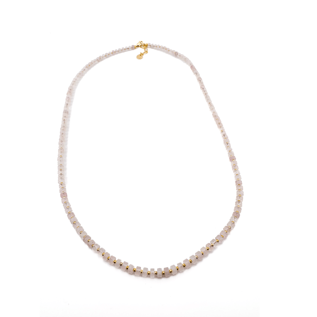 Fishbone Rose Quartz Necklace - Handmade by Mella - necklace - 