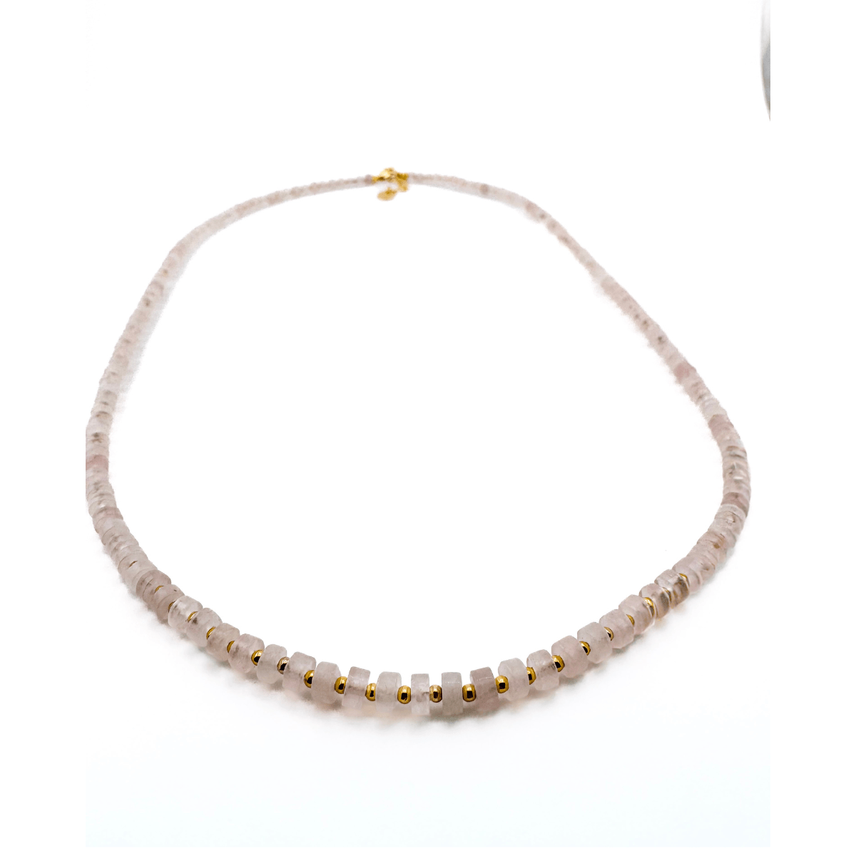 Fishbone Rose Quartz Necklace - Handmade by Mella - necklace - 