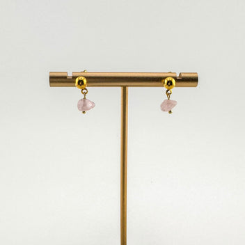 Rose Quartz Fishbone Earrings