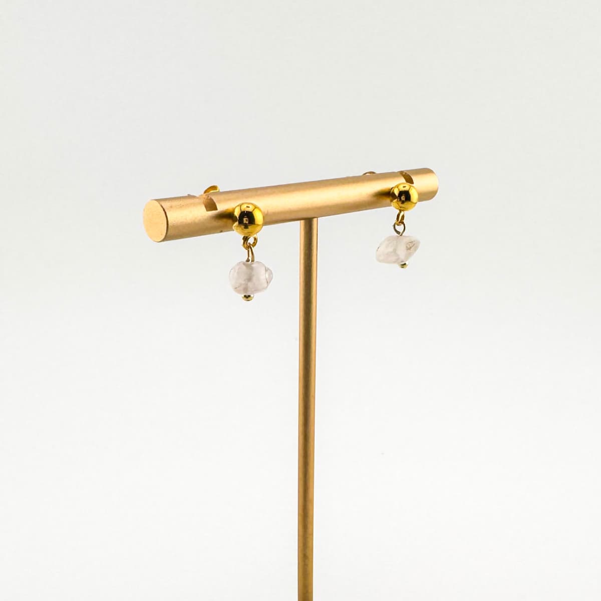 Fishbone Rose Quartz Stud Earrings - Handmade by Mella - Fishbone - Sterling Silver - 