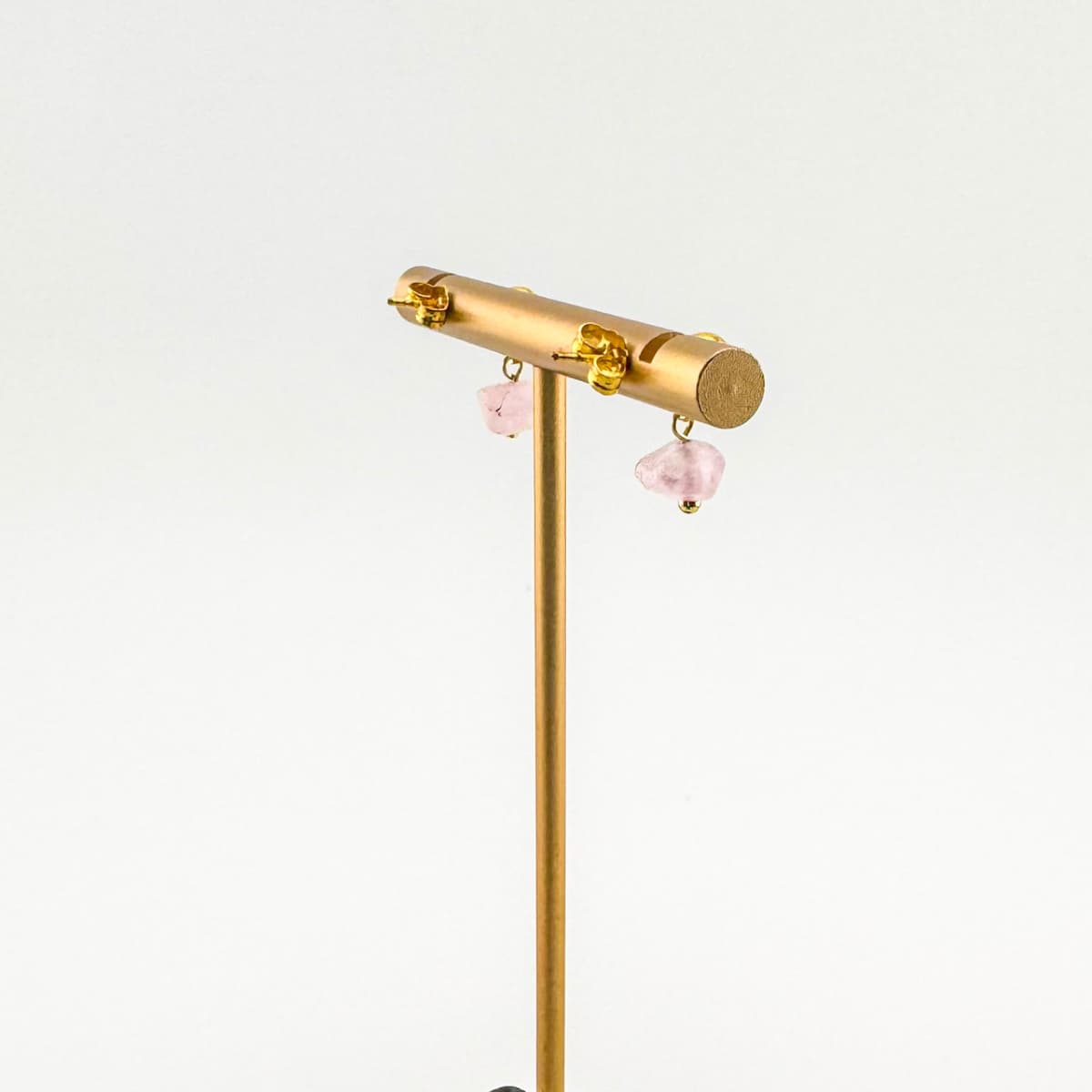 Fishbone Rose Quartz Stud Earrings - Handmade by Mella - Fishbone - Sterling Silver - 