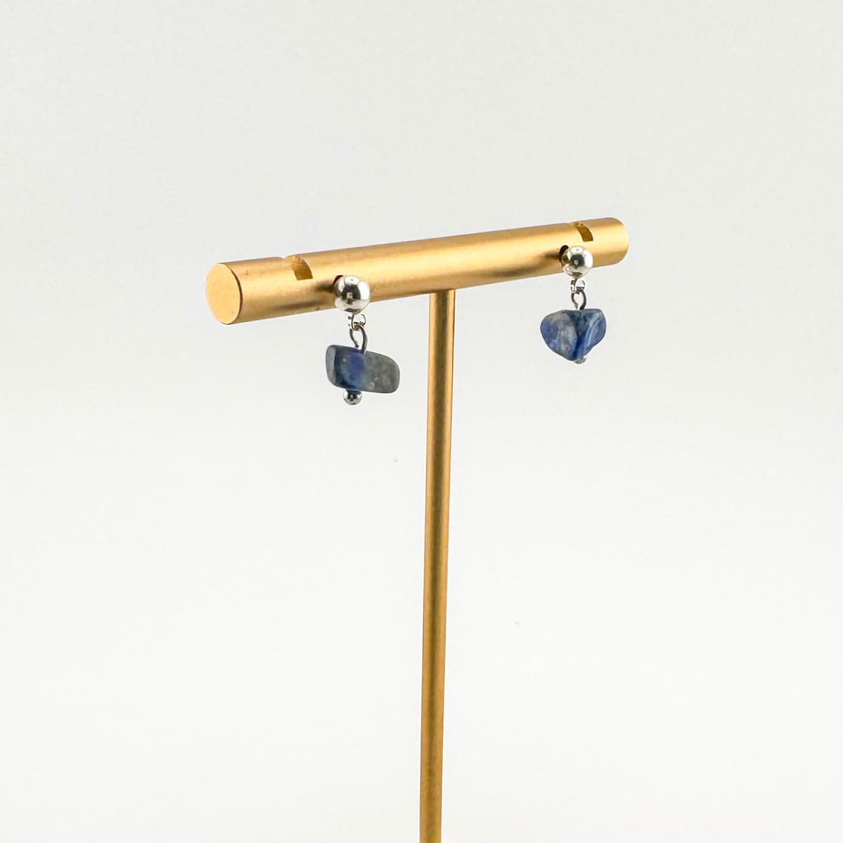 Fishbone Sodalite Stud Earrings - Handmade by Mella - Fishbone - Sterling Silver - 