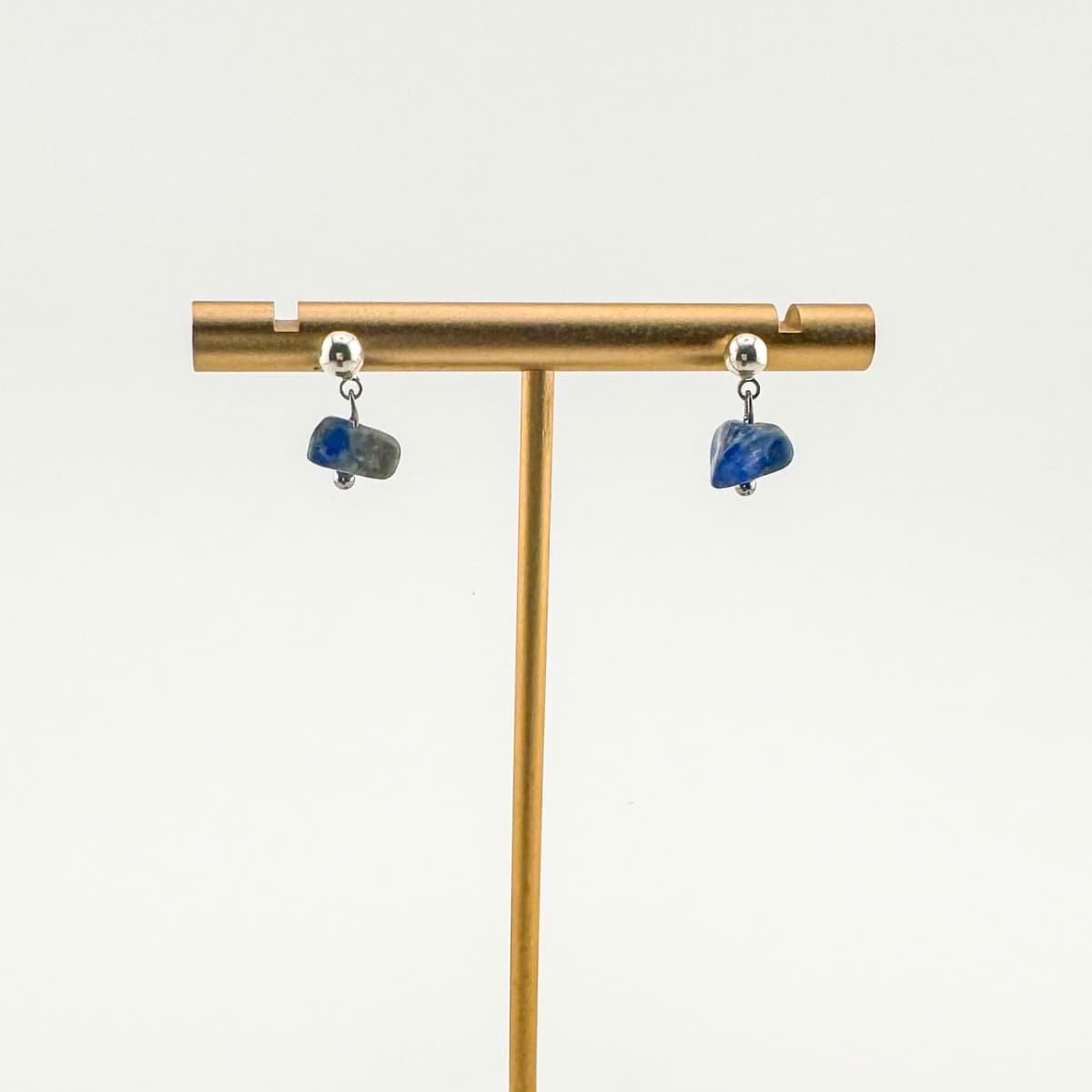 Fishbone Sodalite Stud Earrings - Handmade by Mella - Fishbone - Sterling Silver - 