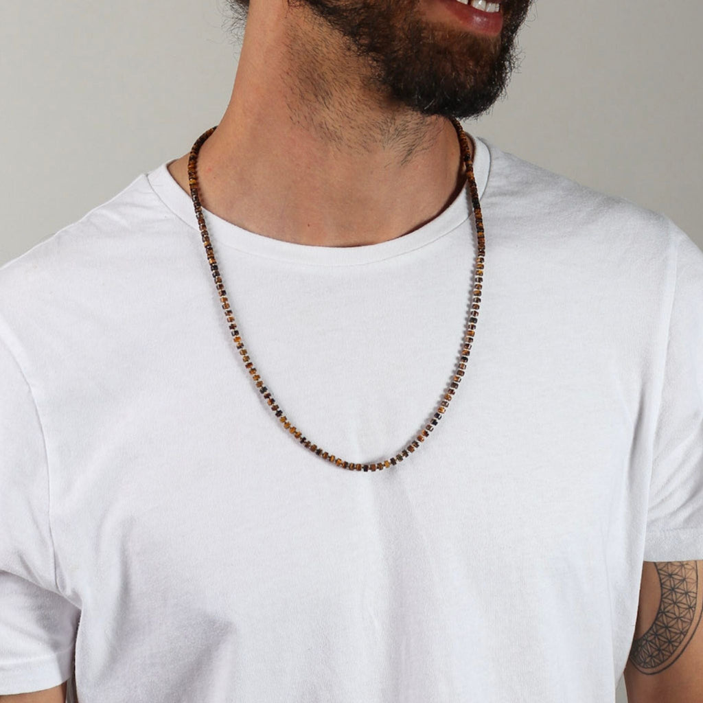 Fishbone Tiger Eye Necklace - Handmade by Mella - necklace - 