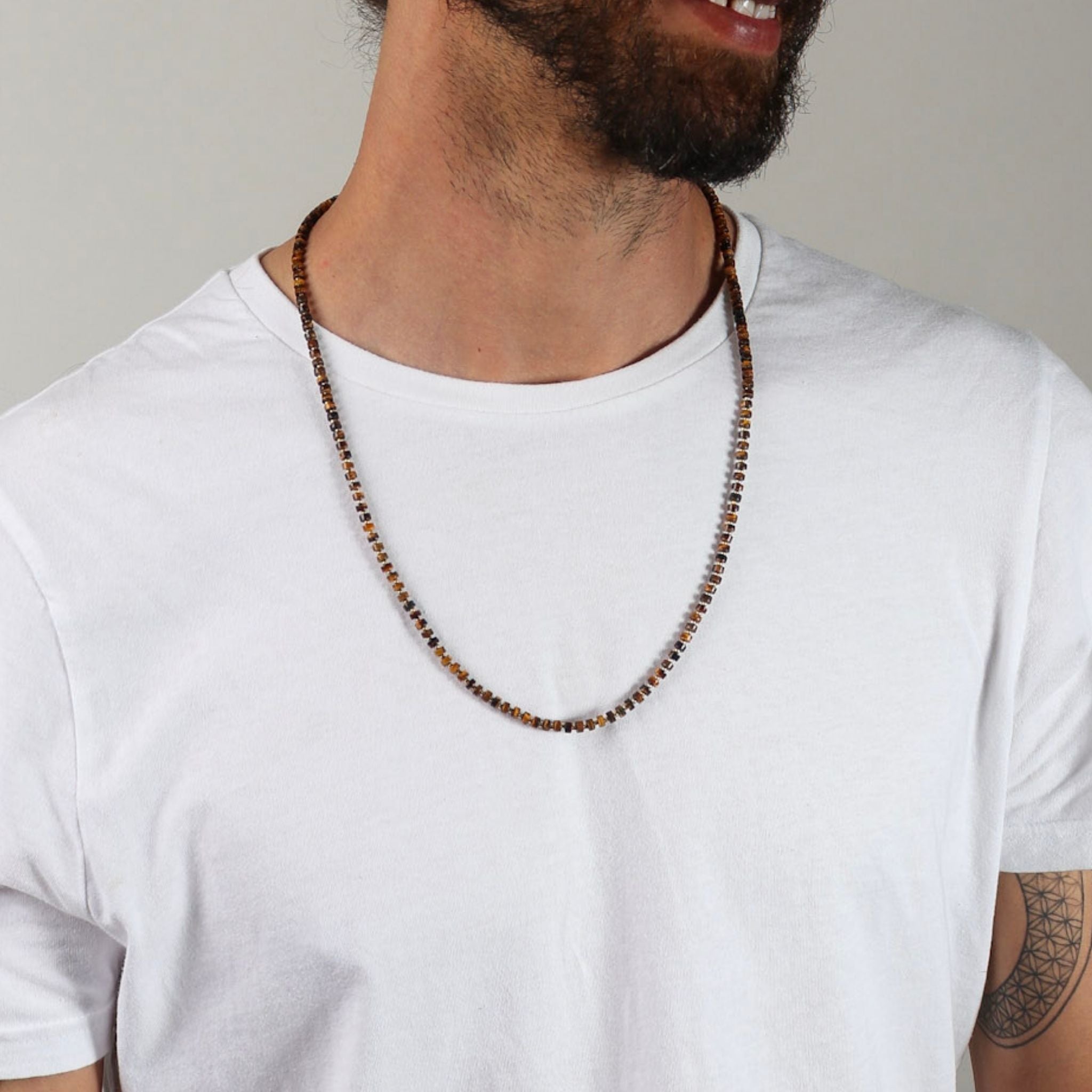 Fishbone Tiger Eye Necklace - Handmade by Mella - necklace - 