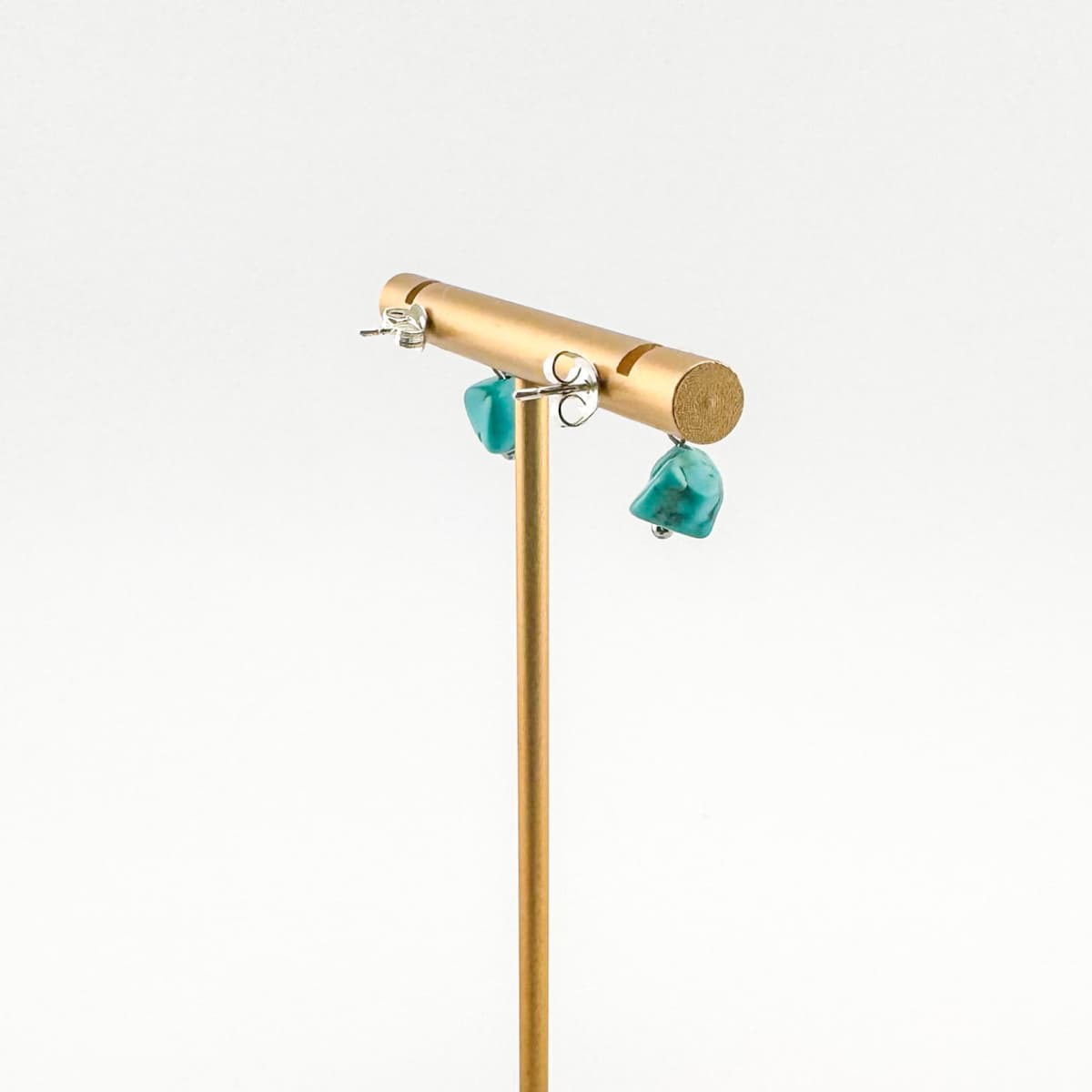 Fishbone Turquoise Stud Earrings - Handmade by Mella - Fishbone - Sterling Silver - 