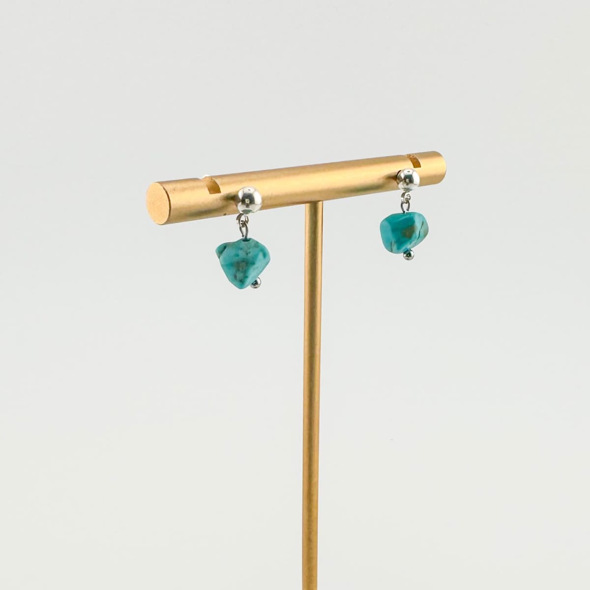 Fishbone Turquoise Stud Earrings - Handmade by Mella - Fishbone - Sterling Silver - 