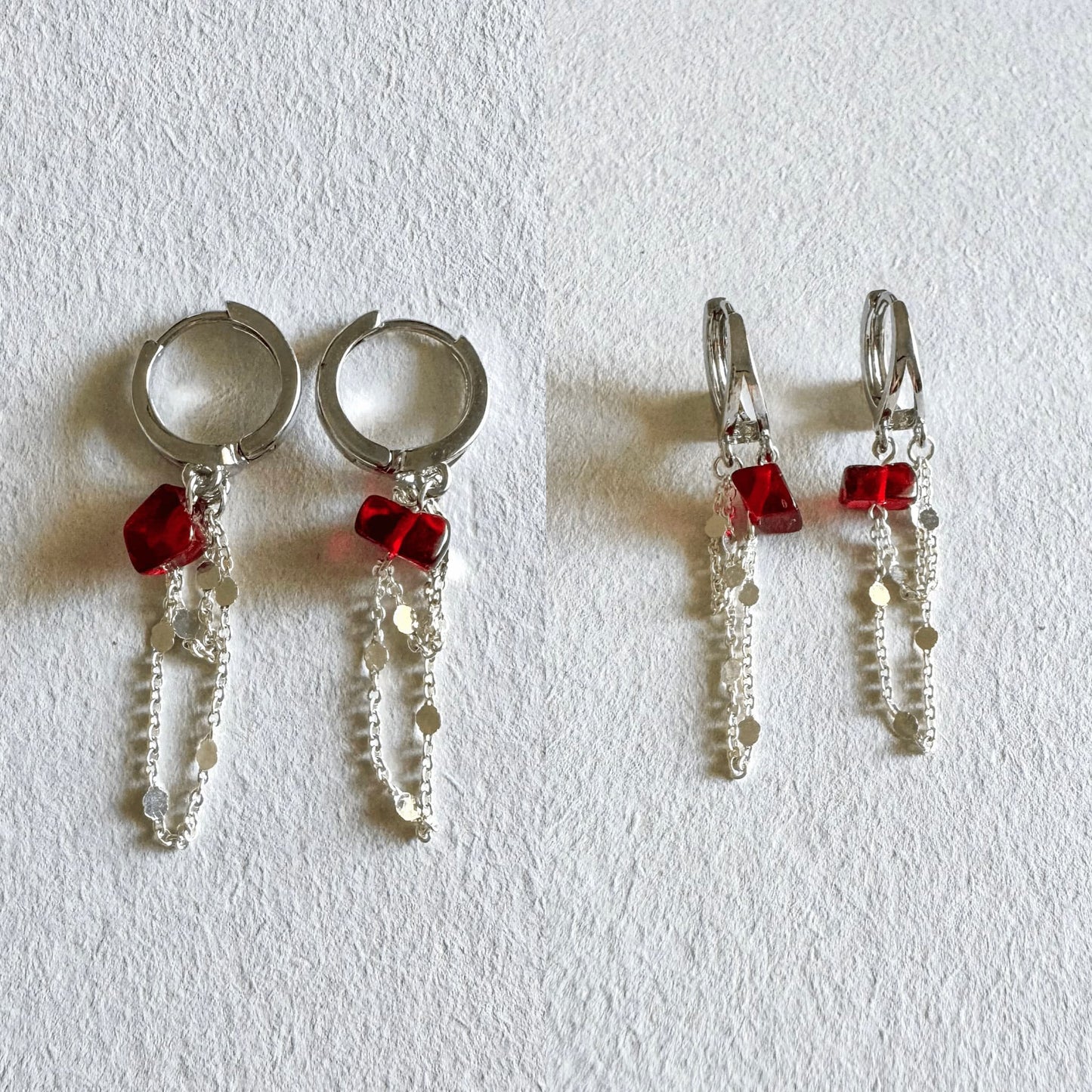 Flow Earrings - Handmade by Mella - Earrings - Garnet - 