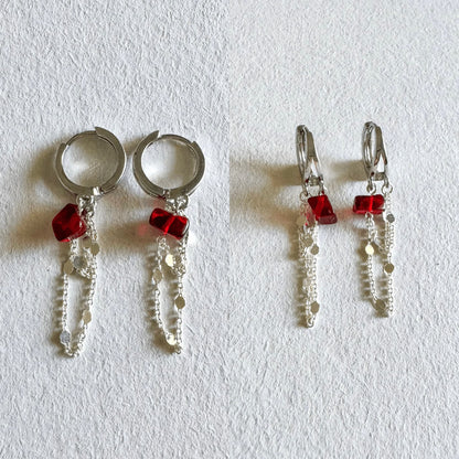 Flow Earrings - Handmade by Mella - Earrings - Garnet - 