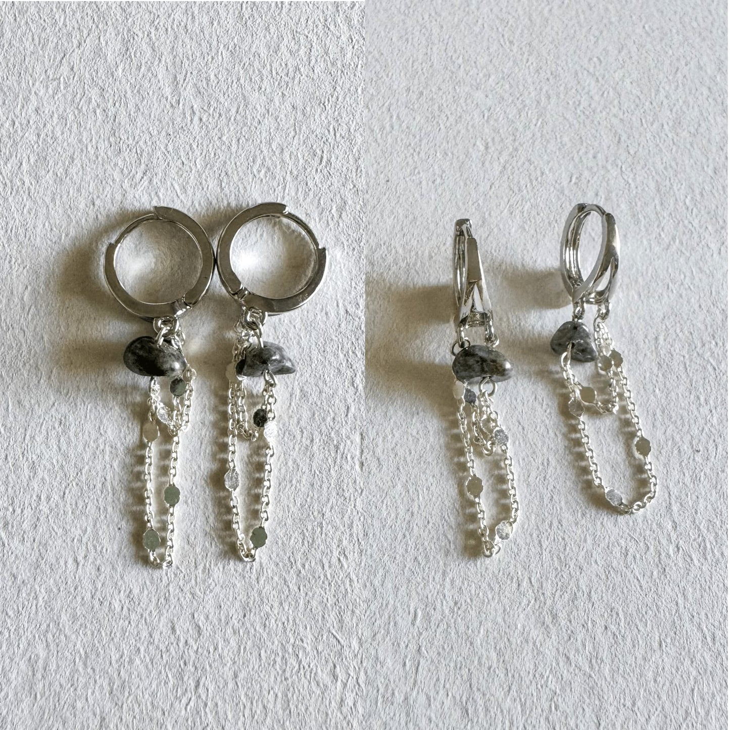 Flow Earrings - Handmade by Mella - Earrings - Larvikite - 