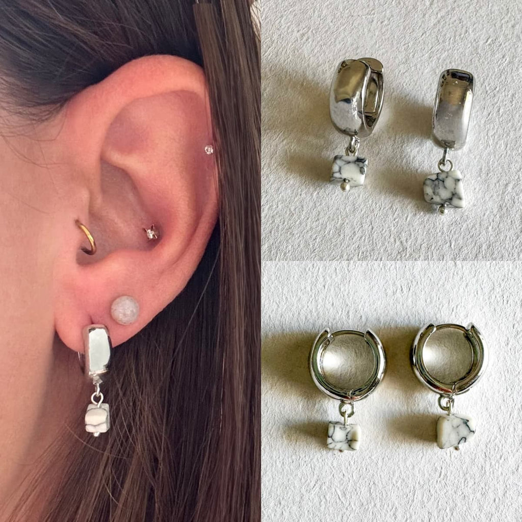 עגילי לונה - Handmade by Mella - Earrings - היולייט אבן - 