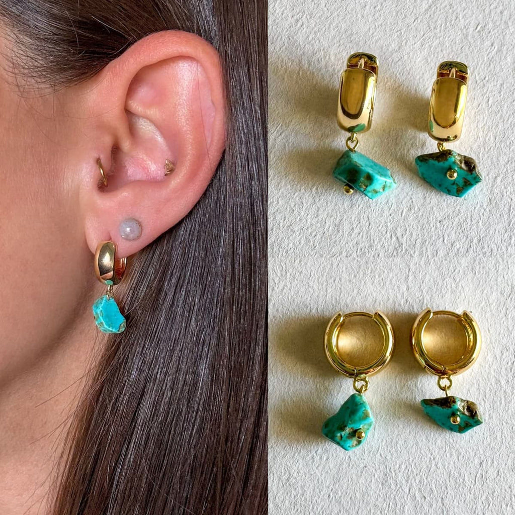 עגילי לונה - Handmade by Mella - Earrings - טורקיז - 