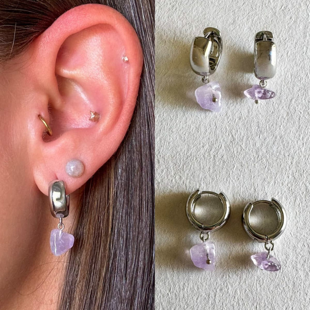 עגילי לונה - Handmade by Mella - Earrings - אמטיסט - 