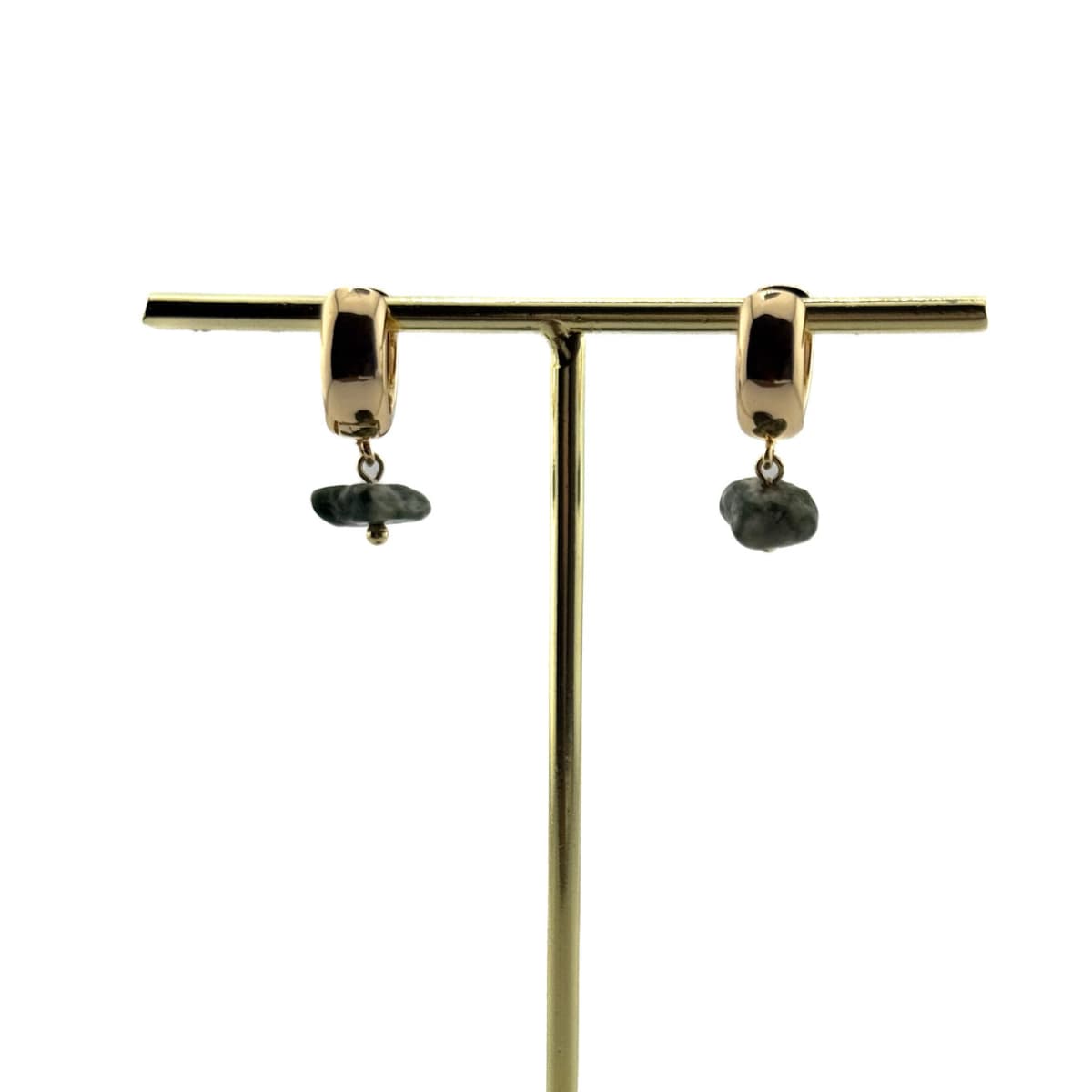 Green Jasper Luna Earrings - Handmade by Mella - Luna - 18k Gold Plated - 