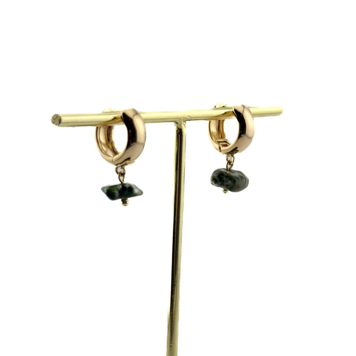 Green Jasper Luna Earrings - Handmade by Mella - Luna - 18k Gold Plated - 