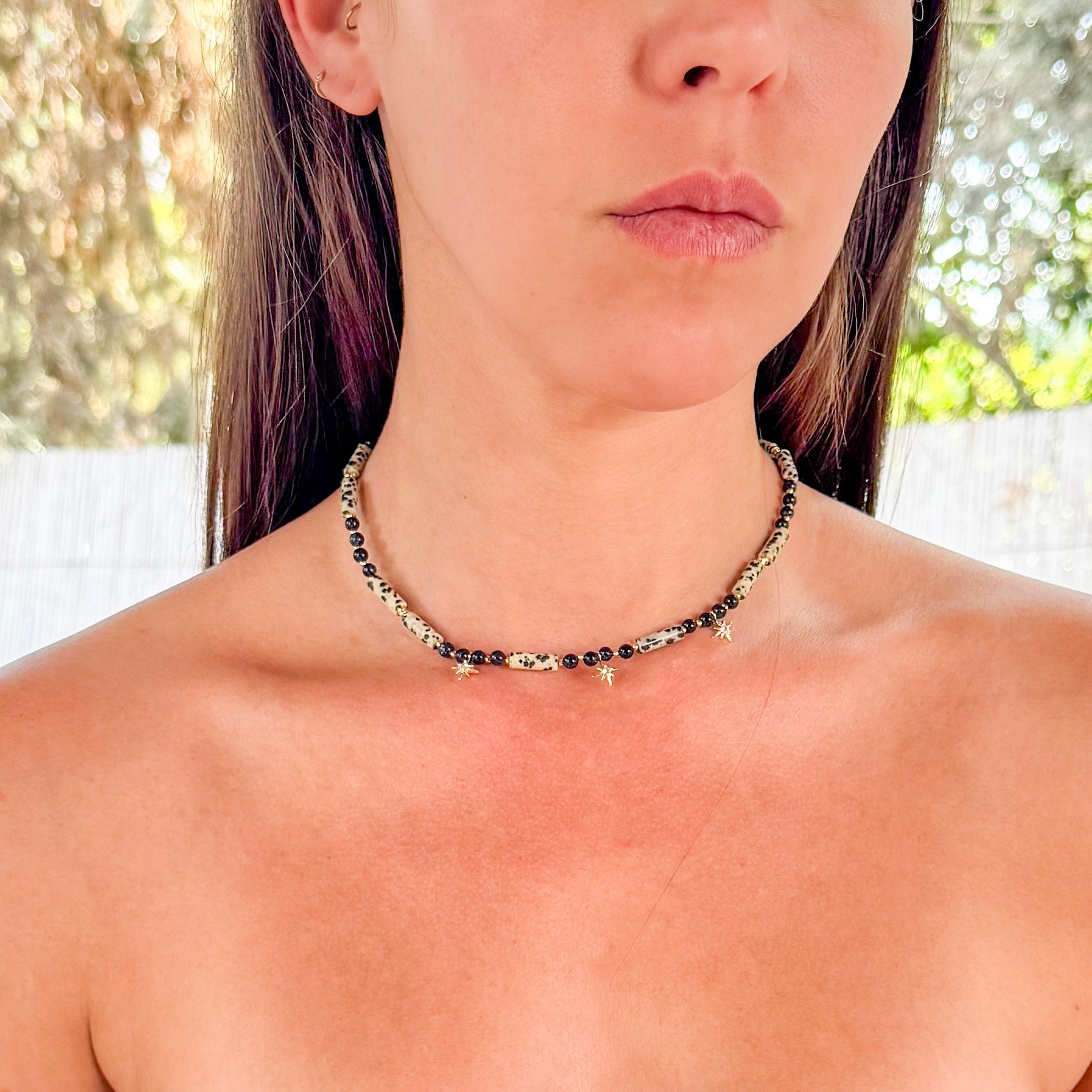 Princess Dalmatian Jasper Necklace - Handmade by Mella - necklace - 