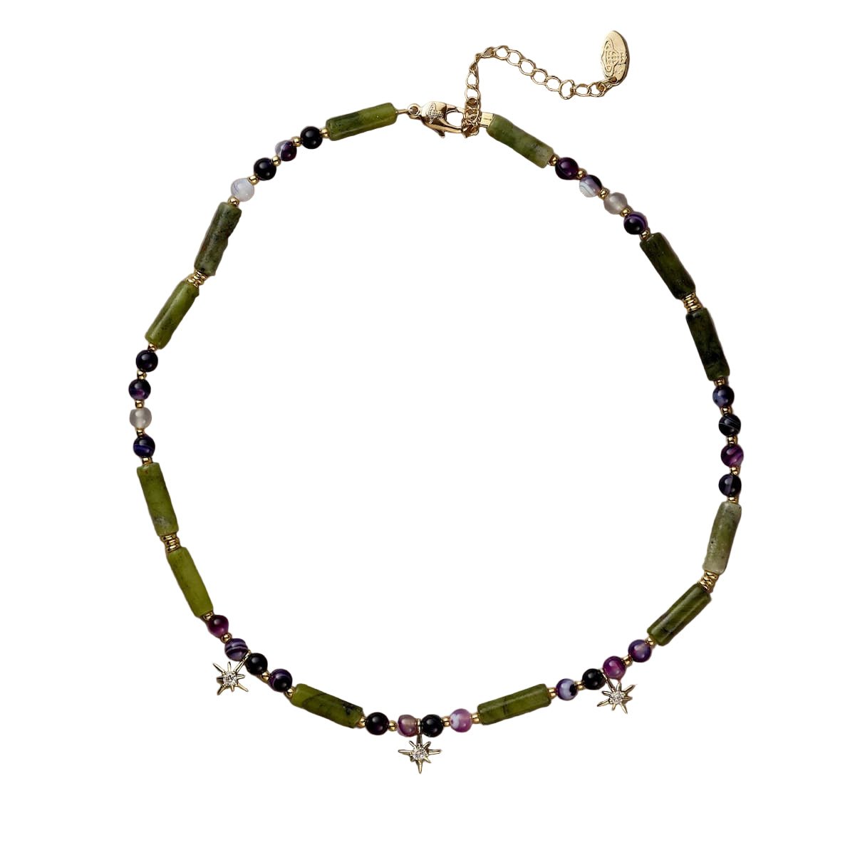 Princess Green Jade & Amethyst Necklace - Handmade by Mella - necklace - 