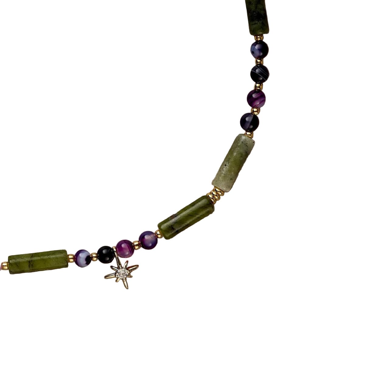 Princess Green Jade & Amethyst Necklace - Handmade by Mella - necklace - 