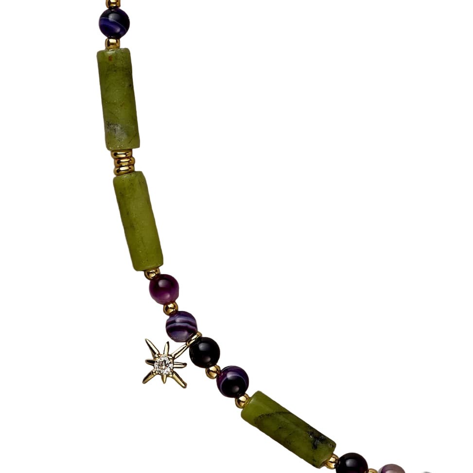 Princess Green Jade & Amethyst Necklace - Handmade by Mella - necklace - 
