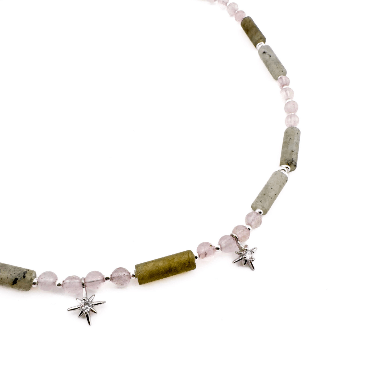 Princess Labradorite Necklace - Handmade by Mella - necklace - Rose Quartz - 