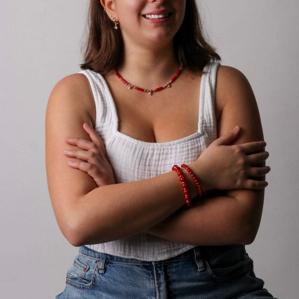 Princess Red Coral Necklace - Handmade by Mella - necklace - 