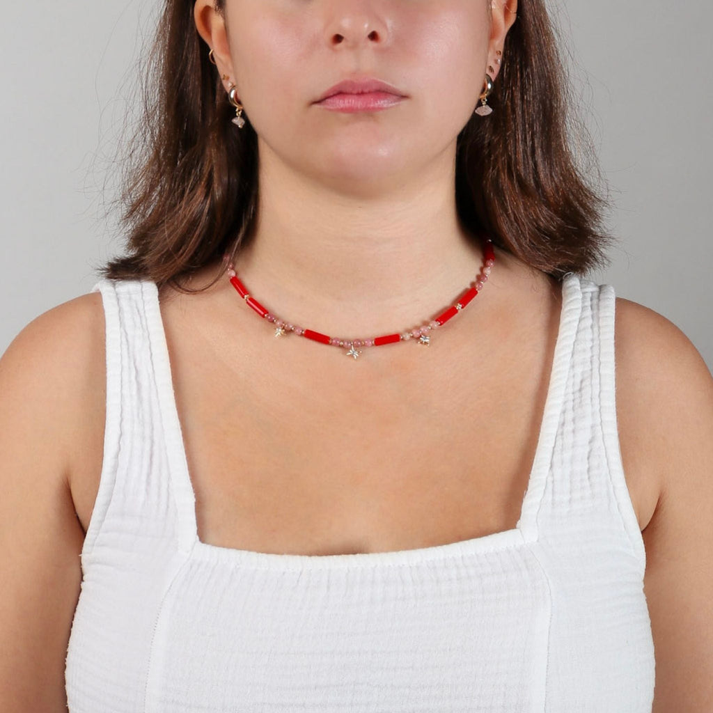 Princess Red Coral Necklace - Handmade by Mella - necklace - 
