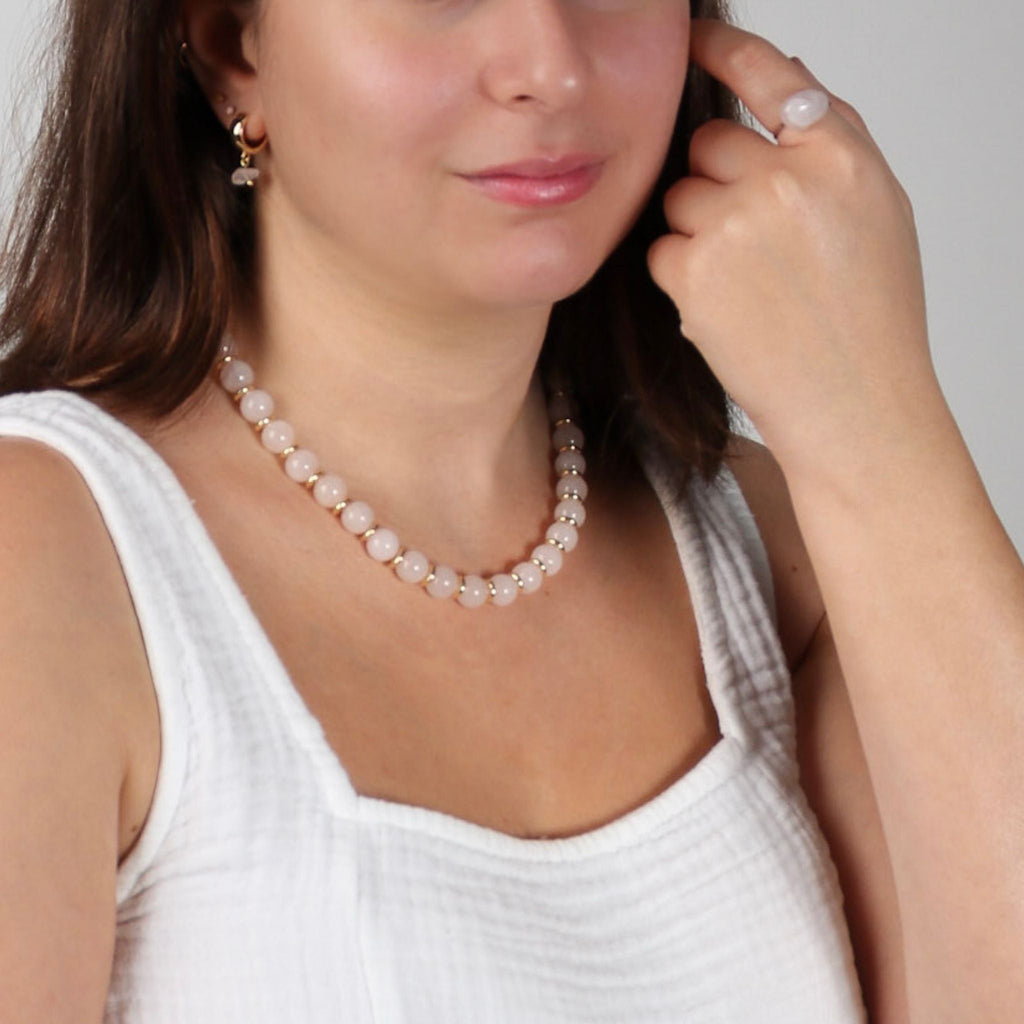 Royal Rose Quartz Necklace - Handmade by Mella - necklace - 