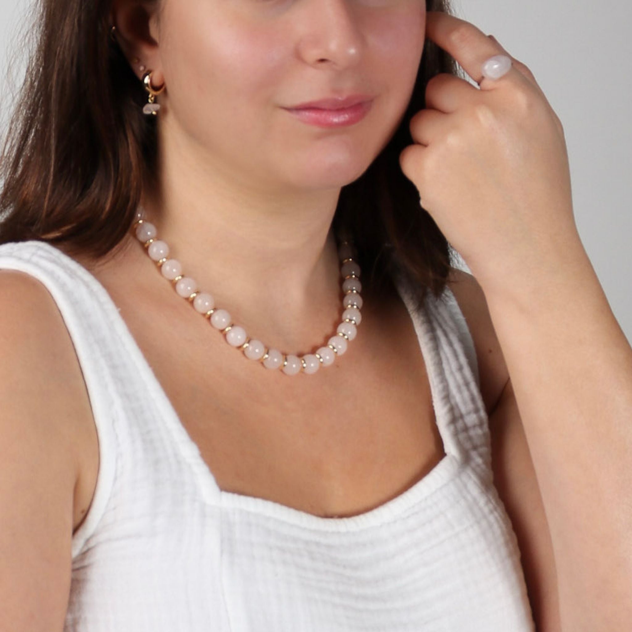 Royal Rose Quartz Necklace - Handmade by Mella - necklace - 